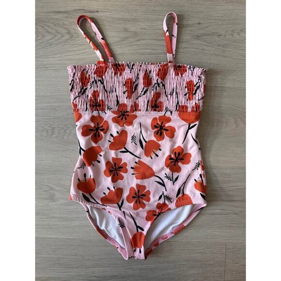 Hanna Andersson Other - Hanna Andersson Girls Size 130 or 8 Pink Poppy Smocked One Piece Swimsuit